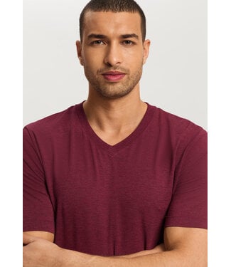 Hanro Casuals Shirt V-Neck Carbernet Melange (NEW TREND)