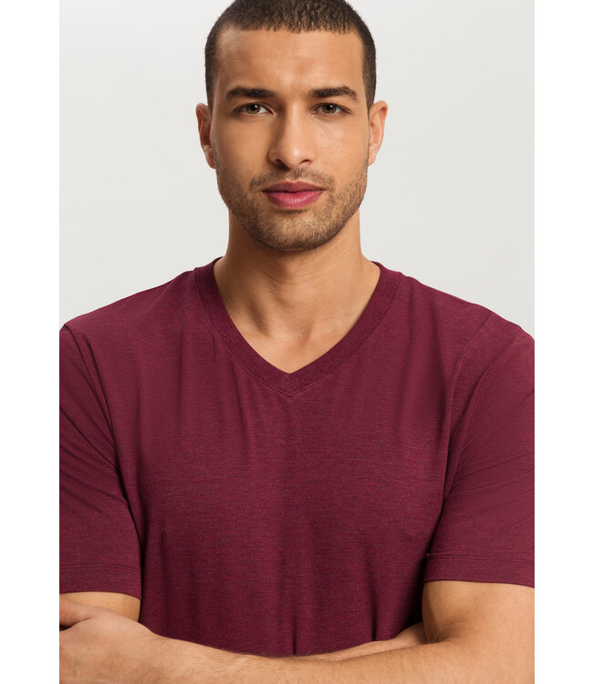 Hanro Casuals Shirt V-Neck Carbernet Melange (075035)