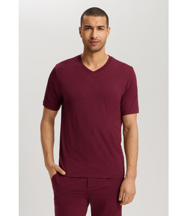 Hanro Casuals Shirt V-Neck Carbernet Melange (075035)