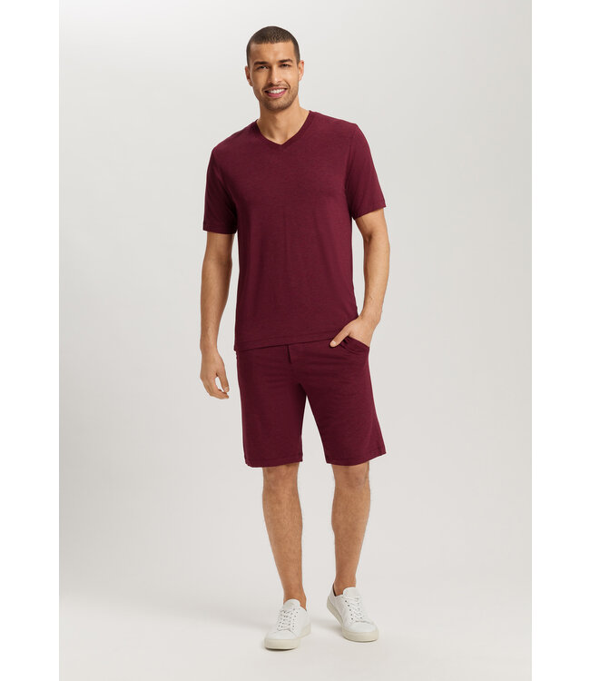 Hanro Casuals Shirt V-Neck Carbernet Melange (075035)