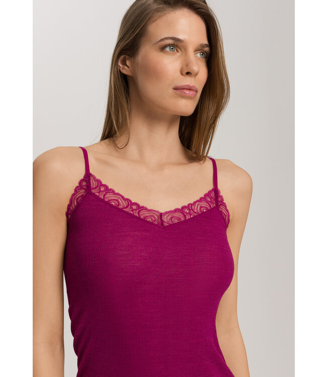 Hanro Woolen Lace Spaghetti Top Pink Tourmaline (070827)