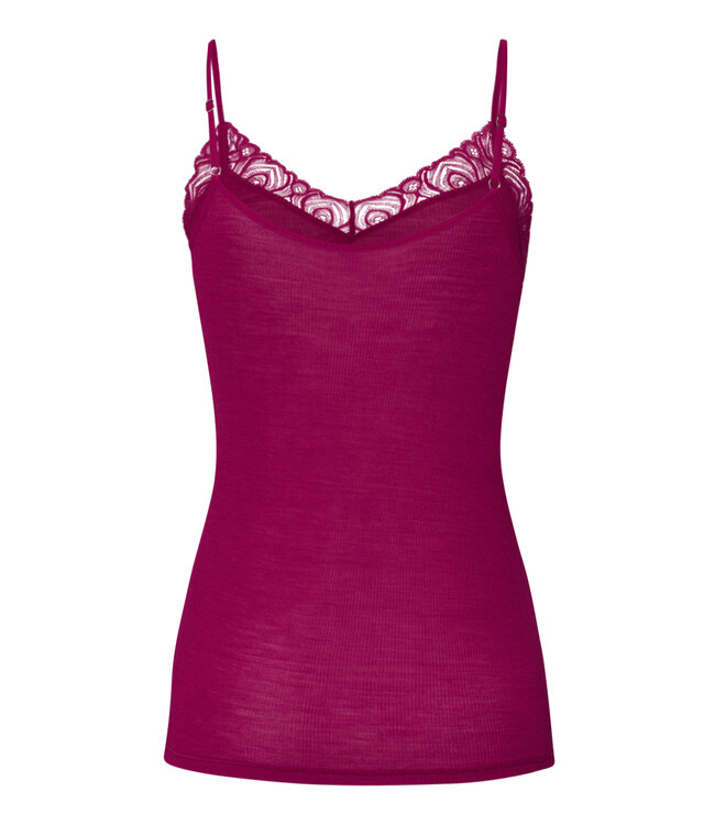 Hanro Woolen Lace Spaghetti Top Pink Tourmaline (070827)