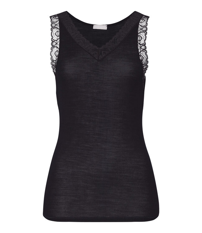 Hanro Woolen Lace Top Black (070828)