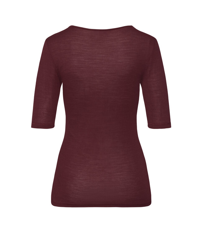 Hanro Woolen Lace Short Sleeve Shirt Vivid Brown (070829)