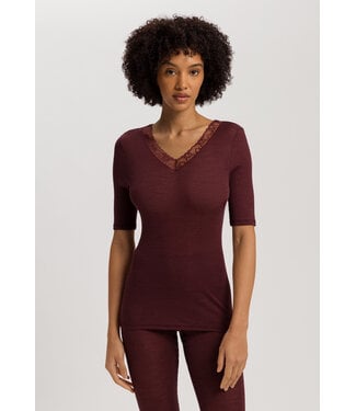 Hanro Woolen Lace Short Sleeve Shirt Vivid Brown (SALE)