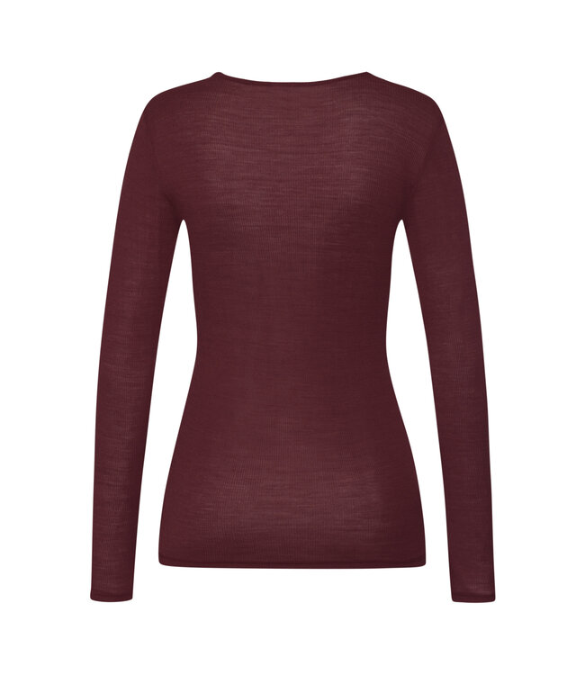 Hanro Woolen Lace Long Sleeve Shirt Vivid Brown (070830)