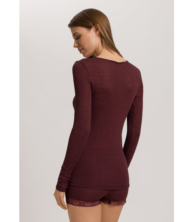 Hanro Woolen Lace Long Sleeve Shirt Vivid Brown (070830)