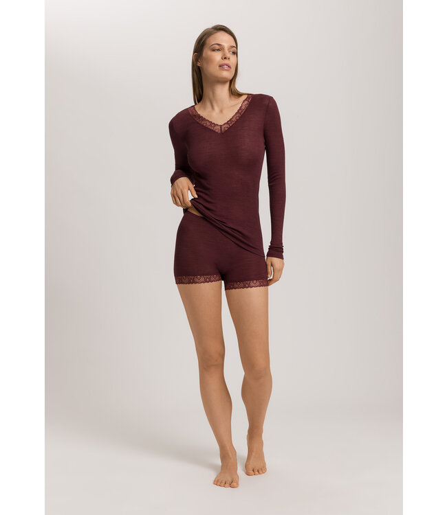 Hanro Woolen Lace Long Sleeve Shirt Vivid Brown (070830)