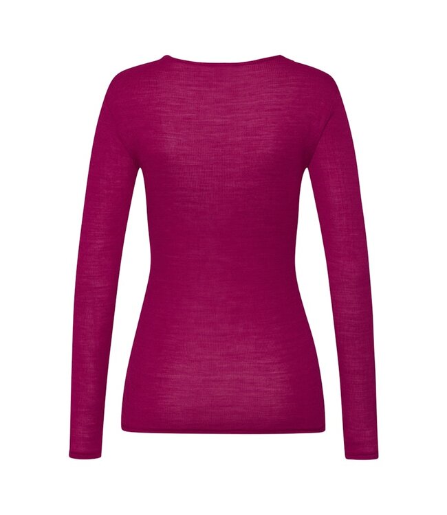 Hanro Woolen Lace Long Sleeve Shirt Pink Tourmaline (070830)