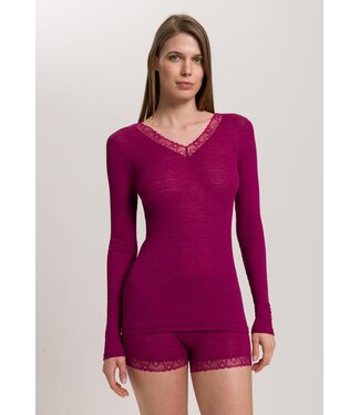 Hanro Woolen Lace Long Sleeve Shirt Pink Tourmaline (NEW TREND)