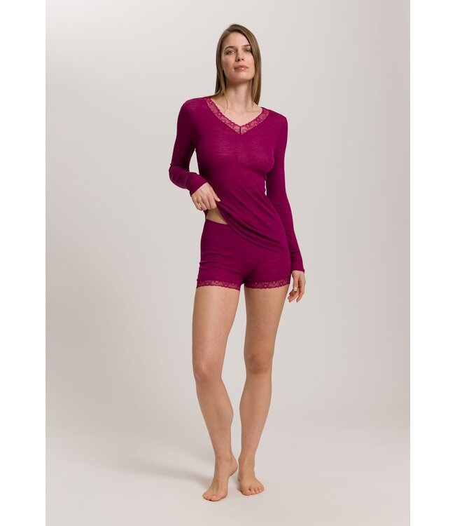 Hanro Woolen Lace Long Sleeve Shirt Pink Tourmaline (070830)