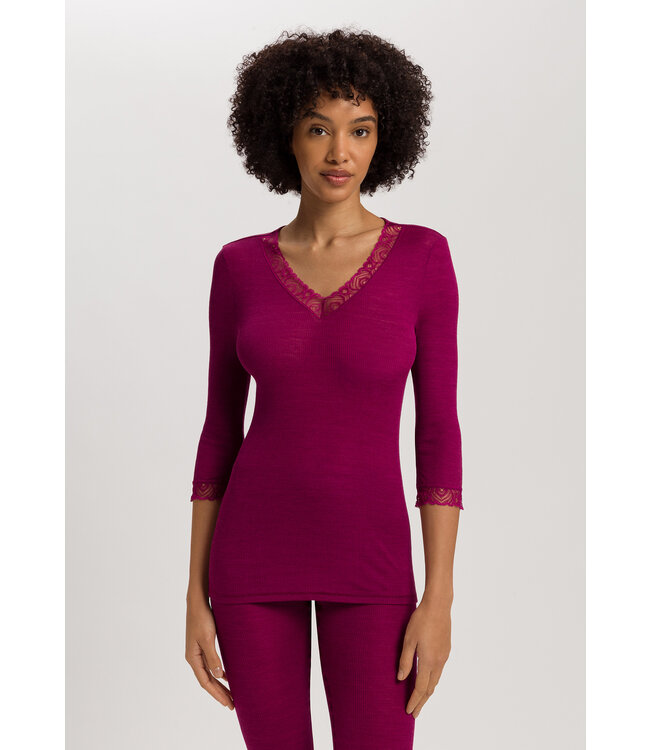 Hanro Woolen Lace 3/4 Sleeve Shirt Pink Tourmaline (NEW TREND)