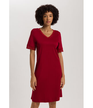 Hanro Moments Short Sleeve Nightdress Red Dahlia
