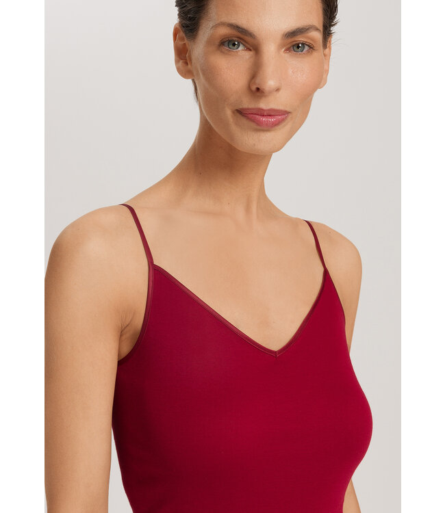 Hanro Cotton Seamless Spaghetti Top Red Dahlia (071601)