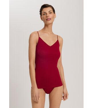 Hanro Cotton Seamless Spaghetti Top Red Dahlia