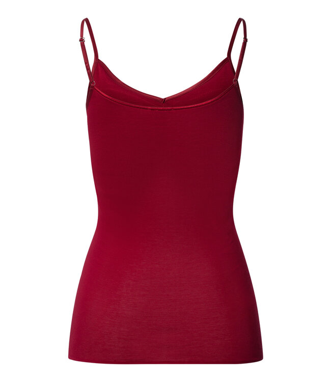 Hanro Cotton Seamless Spaghetti Top Padded Red Dahlia (071605)