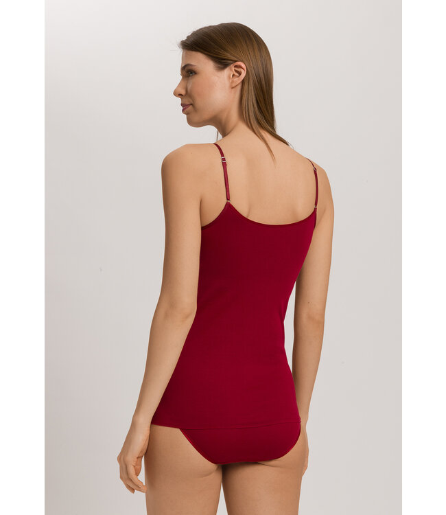 Hanro Cotton Seamless Spaghetti Top Padded Red Dahlia (071605)