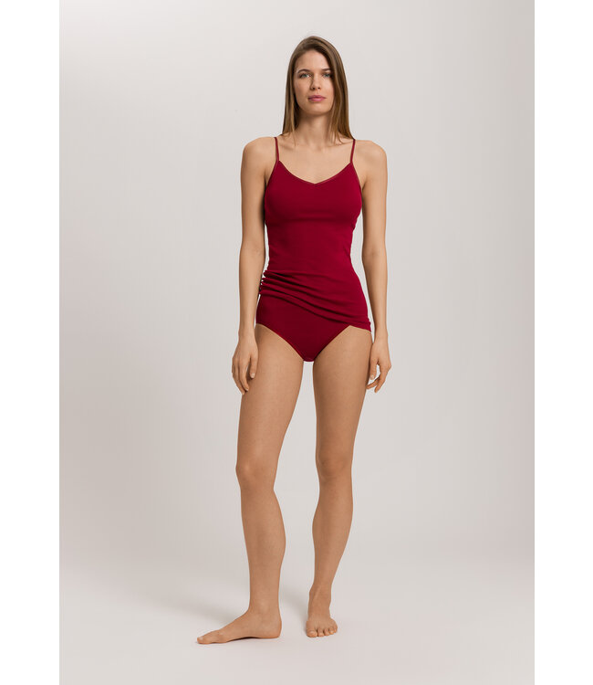 Hanro Cotton Seamless Spaghetti Top Padded Red Dahlia (071605)
