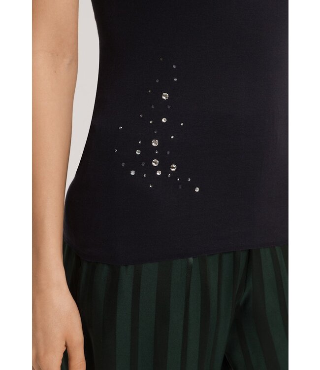 Hanro Cotton Seamless Spaghetti Top Black  (071618)