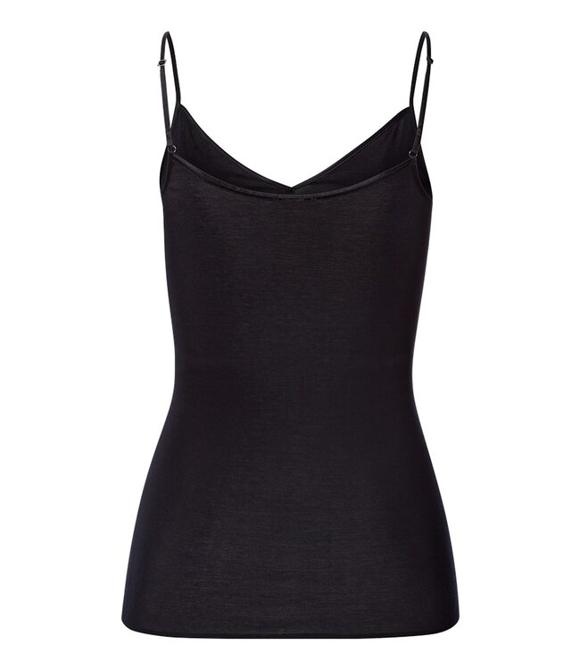 Hanro Cotton Seamless Spaghetti Top Black  (071618)