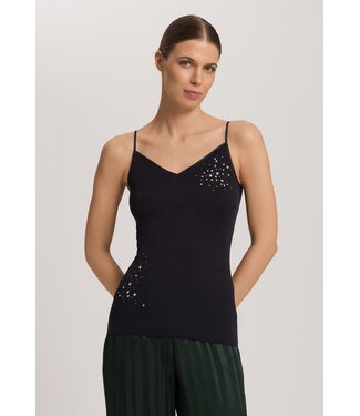 Hanro Cotton Seamless Spaghetti Top Black  (NEW TREND)