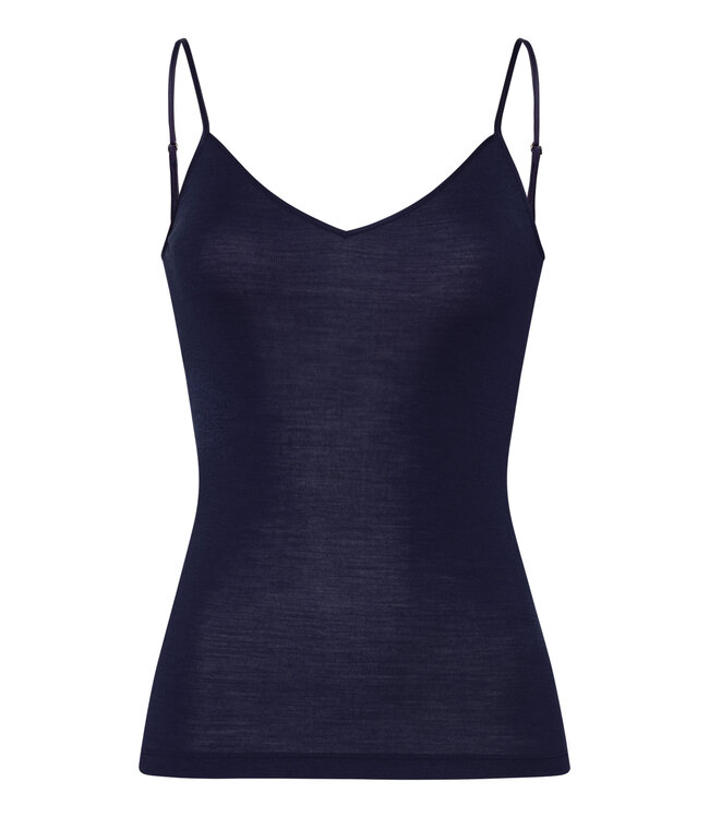 Hanro Woolen Silk Spaghetti Top Night Blue (071415)