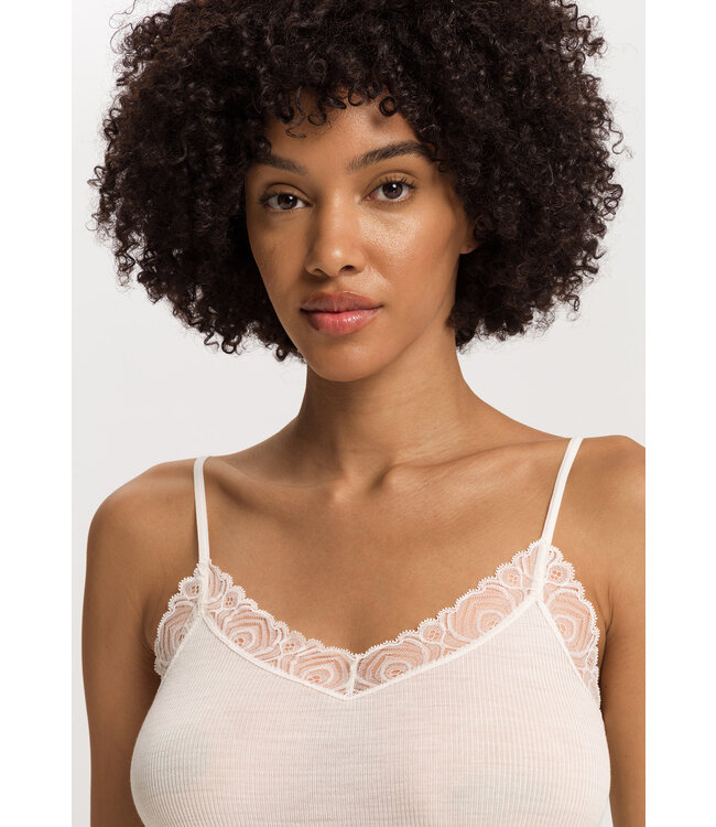 Hanro Woolen Lace Spaghetti Top Misty White (070827)