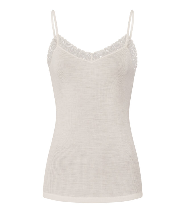 Hanro Woolen Lace Spaghetti Top Misty White (070827)