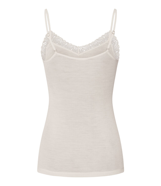 Hanro Woolen Lace Spaghetti Top Misty White (070827)
