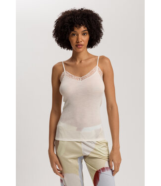 Hanro Woolen Lace Spaghetti Top Misty White