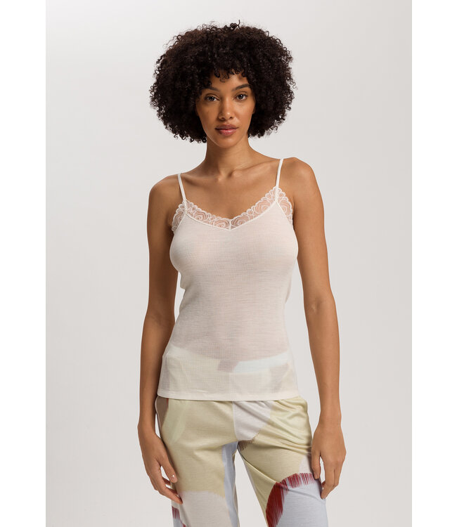Hanro Woolen Lace Spaghetti Top Misty White (NEW TREND)