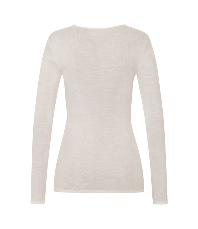 Hanro Woolen Lace Long Sleeve Shirt Misty White (070830)