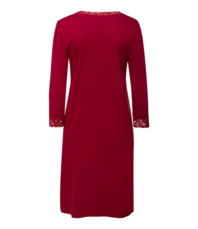 Hanro Moments 3/4 Sleeve Nightdress Red Dahlia (077162)