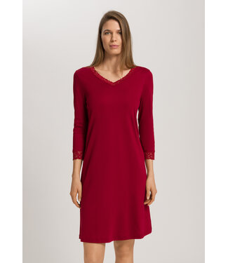 Hanro Moments 3/4 Sleeve Nightdress Red Dahlia