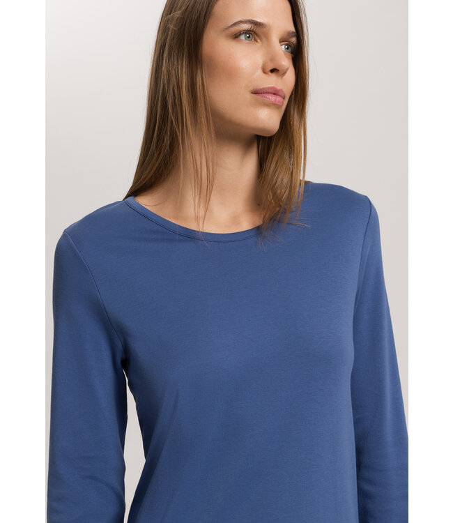 Hanro Loungy Nights Long Sleeve Shirt Slate Blue (076491)