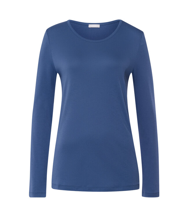 Hanro Loungy Nights Long Sleeve Shirt Slate Blue (076491)