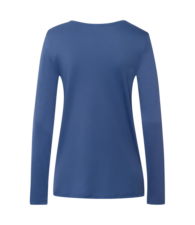 Hanro Loungy Nights Long Sleeve Shirt Slate Blue (076491)
