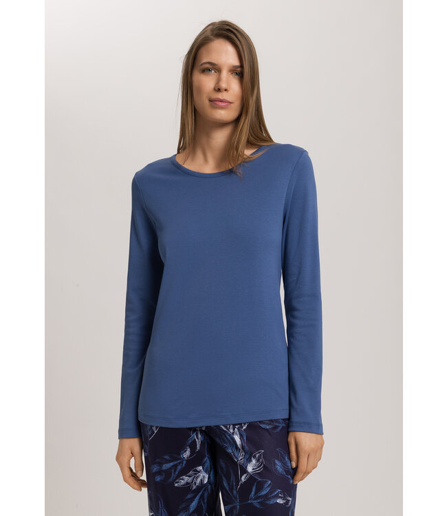 Hanro Loungy Nights Long Sleeve Shirt Slate Blue