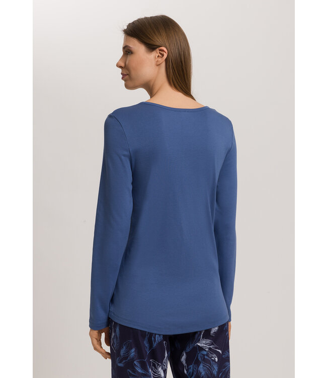 Hanro Loungy Nights Long Sleeve Shirt Slate Blue (076491)
