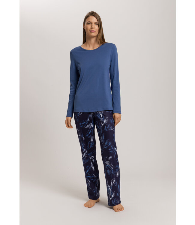 Hanro Loungy Nights Long Sleeve Shirt Slate Blue (076491)