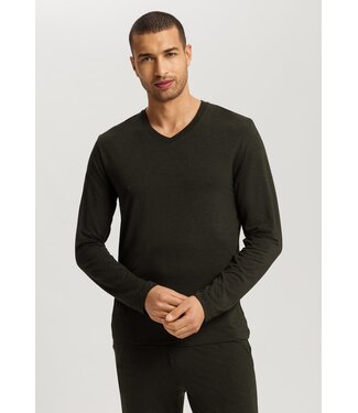 Hanro Casuals  Long Sleeve Shirt V-Neck Earthy Ink Melange (NEW TREND)