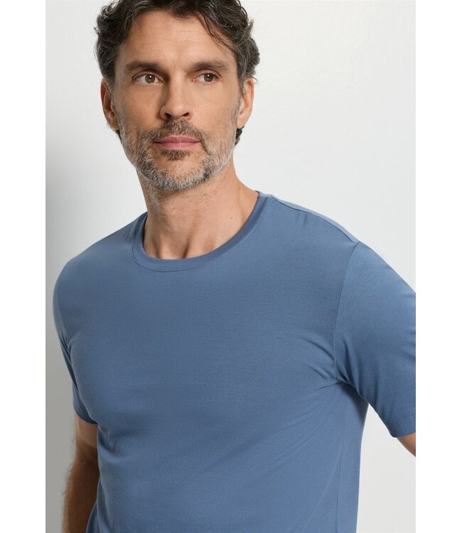 Hanro Living Short Sleeve Shirt Retro Blue (075050)