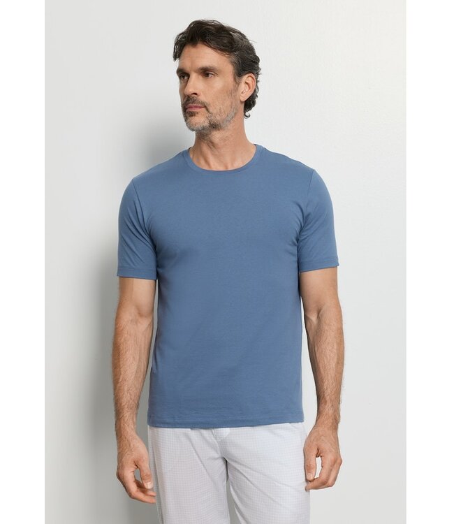 Hanro Living Short Sleeve Shirt Retro Blue (075050)