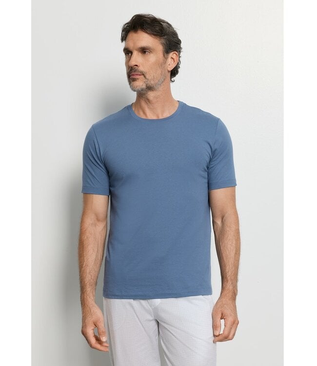 Hanro Living Short Sleeve Shirt Retro Blue (SALE)
