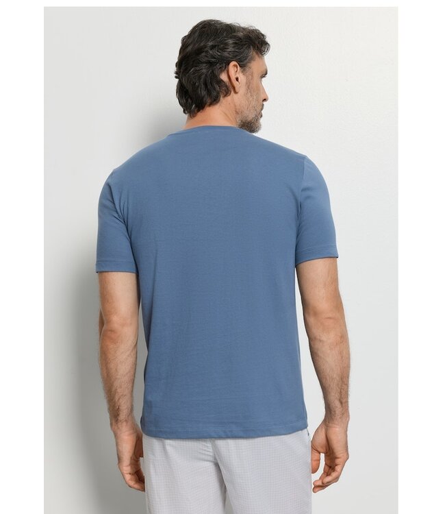 Hanro Living Short Sleeve Shirt Retro Blue (075050)