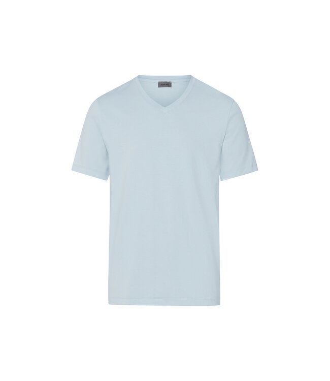 Hanro Living Shirt Short Sleeve Shirt V-Neck Blue Lagoon (075051)