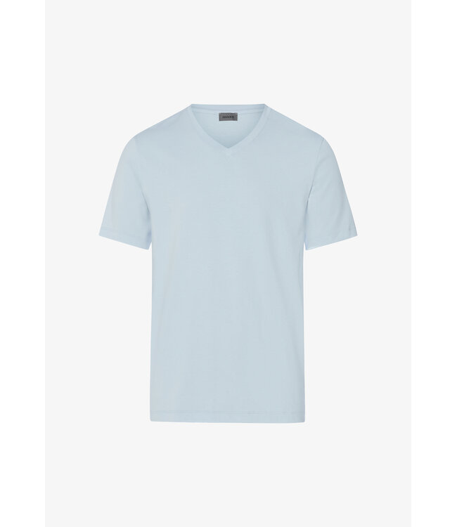 Hanro Living Shirt Short Sleeve Shirt V-Neck Blue Lagoon (075051)
