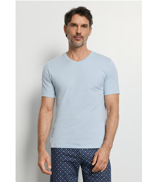 Hanro Living Shirt Short Sleeve Shirt V-Neck Blue Lagoon (NEW TREND)