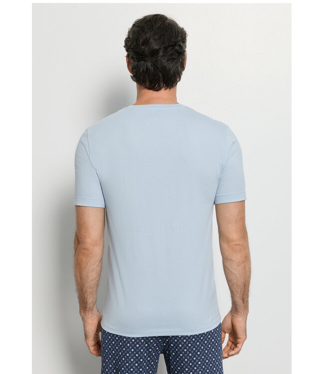 Hanro Living Shirt Short Sleeve Shirt V-Neck Blue Lagoon (075051)