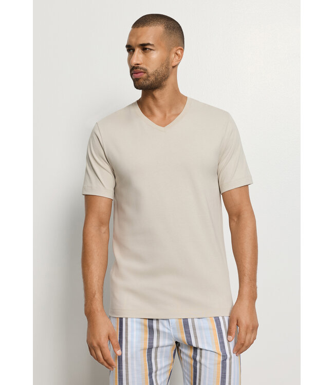 Hanro Living Shirt Short Sleeve Shirt V-Neck Moon (075051)